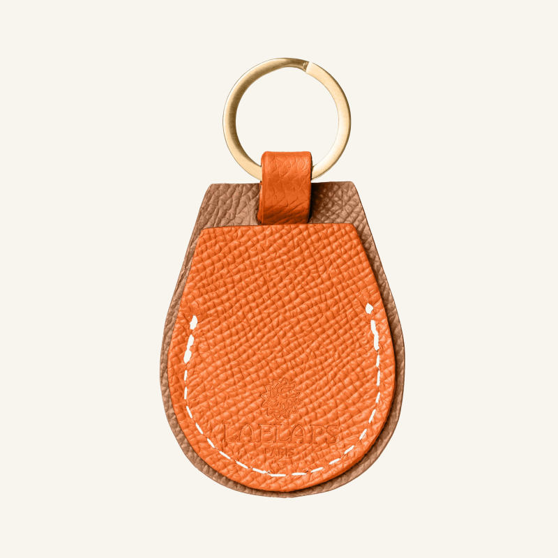 Orange Leather Airtag Holder