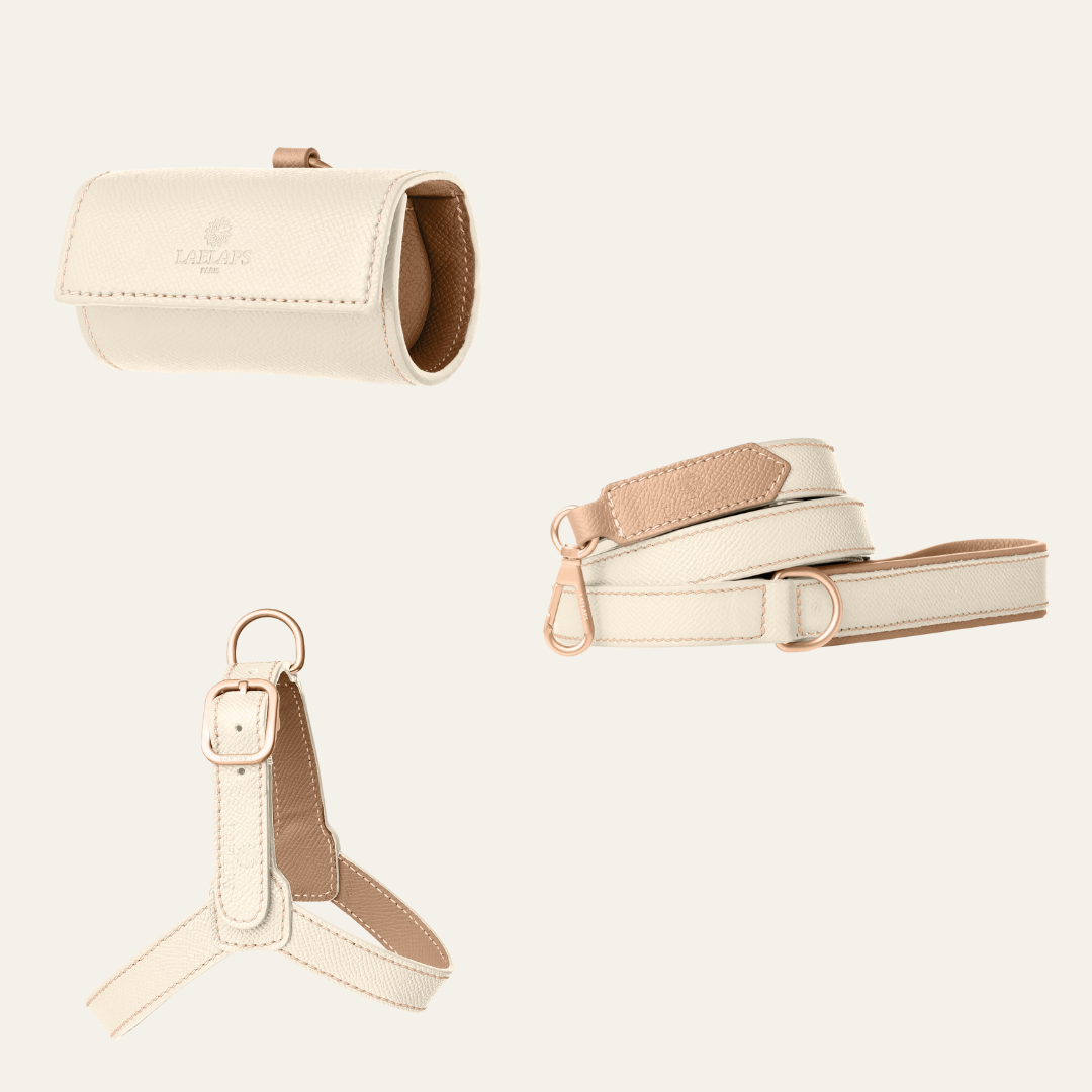 The perfect off white harness set for your furry friend