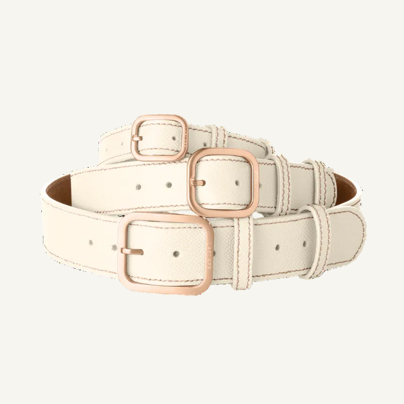 3 Laelaps Paris collars in off-white with rose gold hardware. 