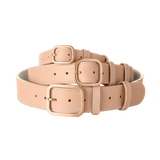 3 Laelaps Paris collars in powder pink with rose gold hardware. 