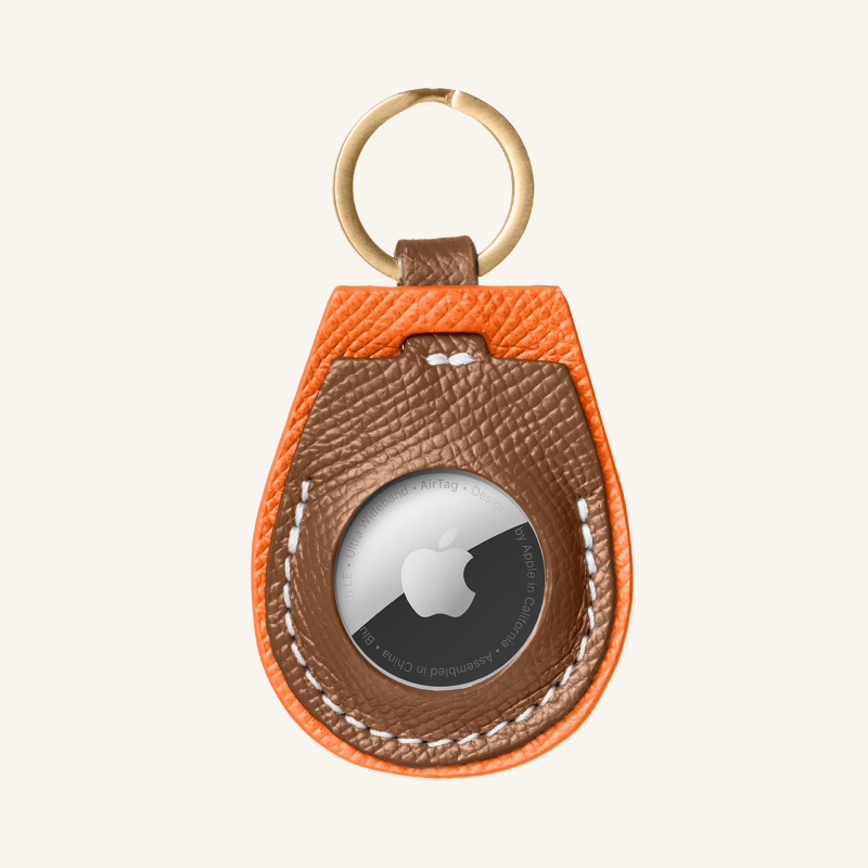 Camel Leather AirTag Holder