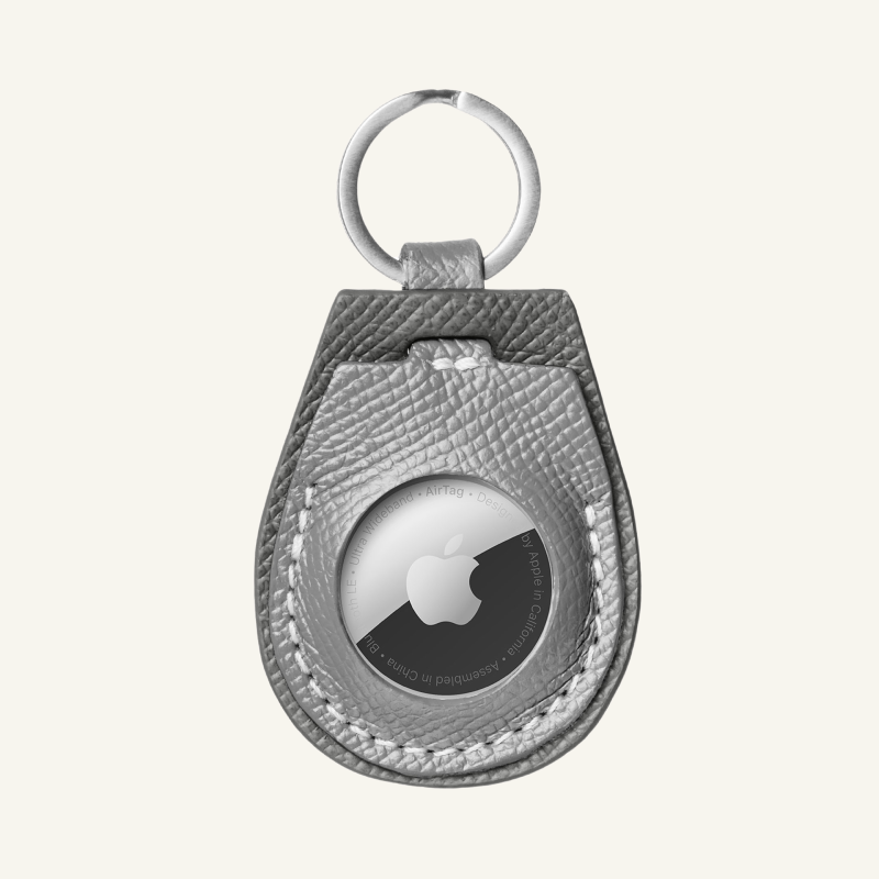 Grey Leather AirTag Holder
