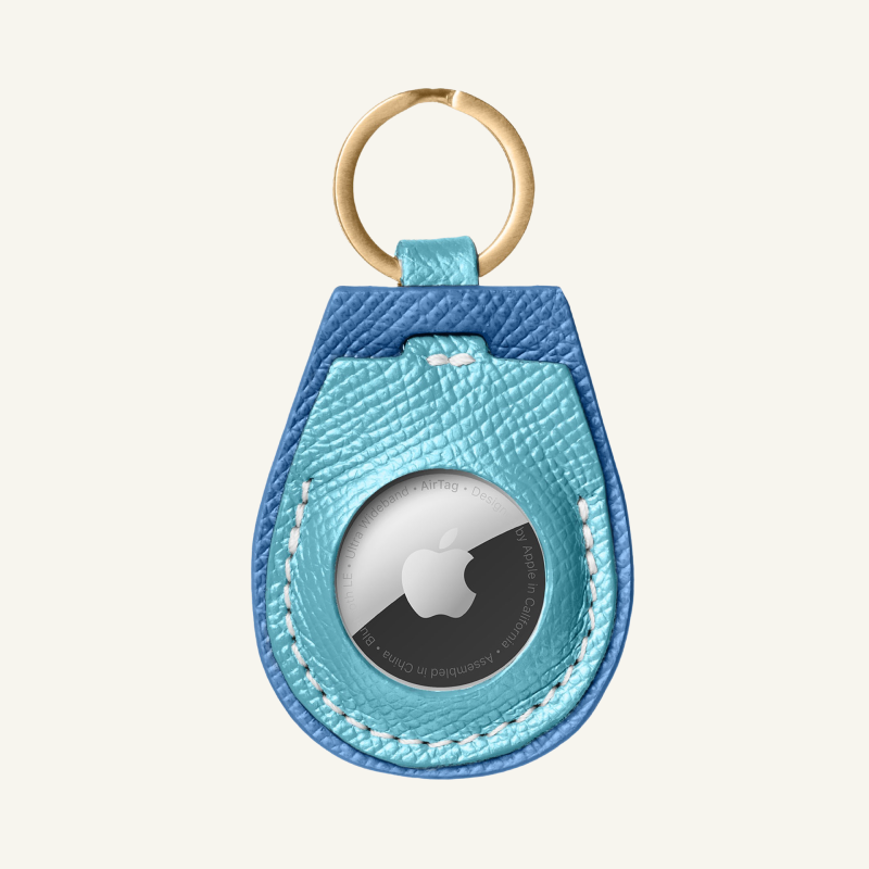 Light Blue Leather AirTag Holder