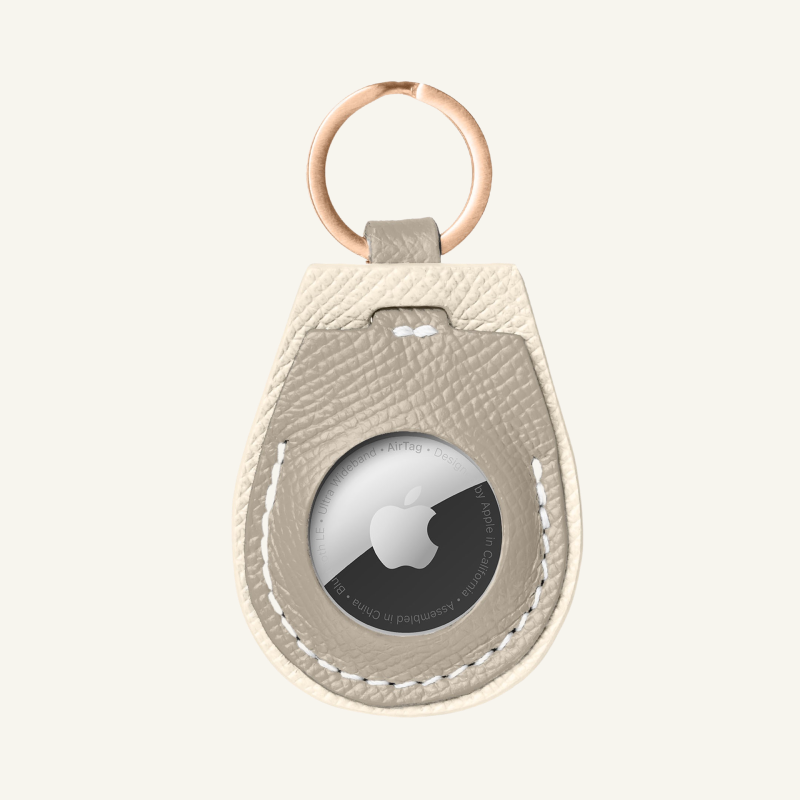 Light Grey Leather AirTag Holder