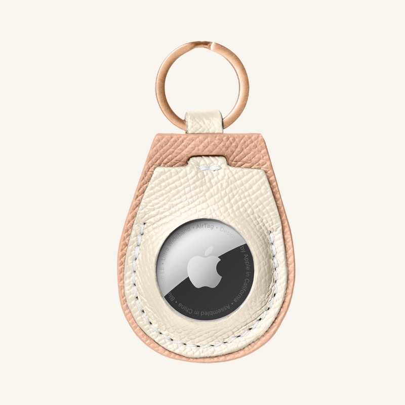 Off White Leather AirTag Holder