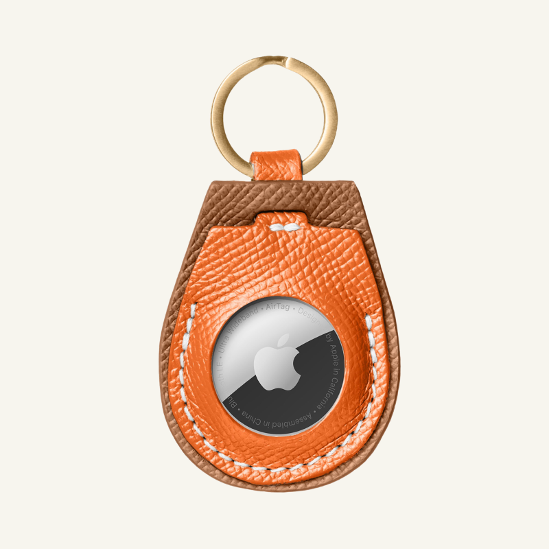 Orange Leather Airtag Holder