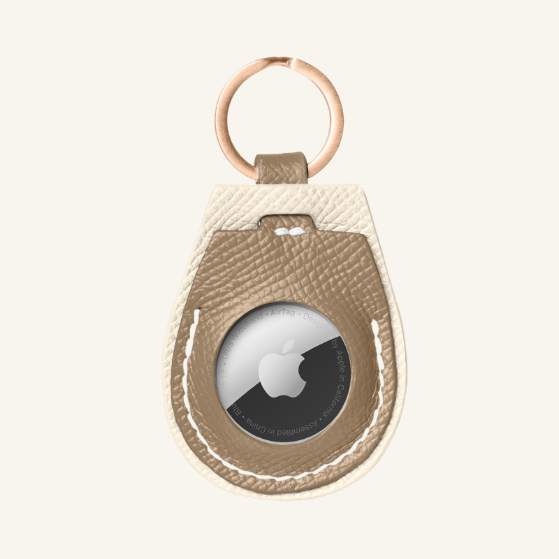 Leren AirTag holder Taupe