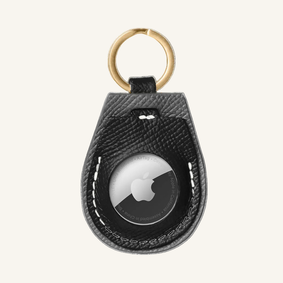 Black Leather AirTag Holder