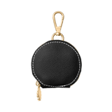 Black leather treat bag holder with gold hardware by Laelaps Paris