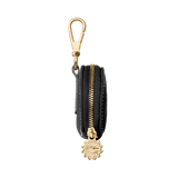Black leather treat bag holder with gold hardware by Laelaps Paris