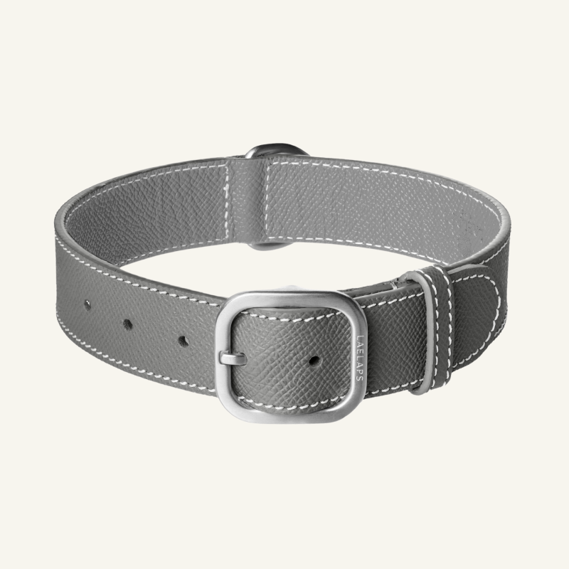 Grey Leather Collar