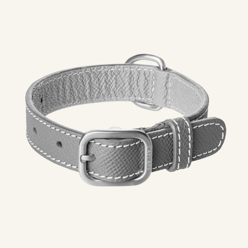 Leather Collar Grey