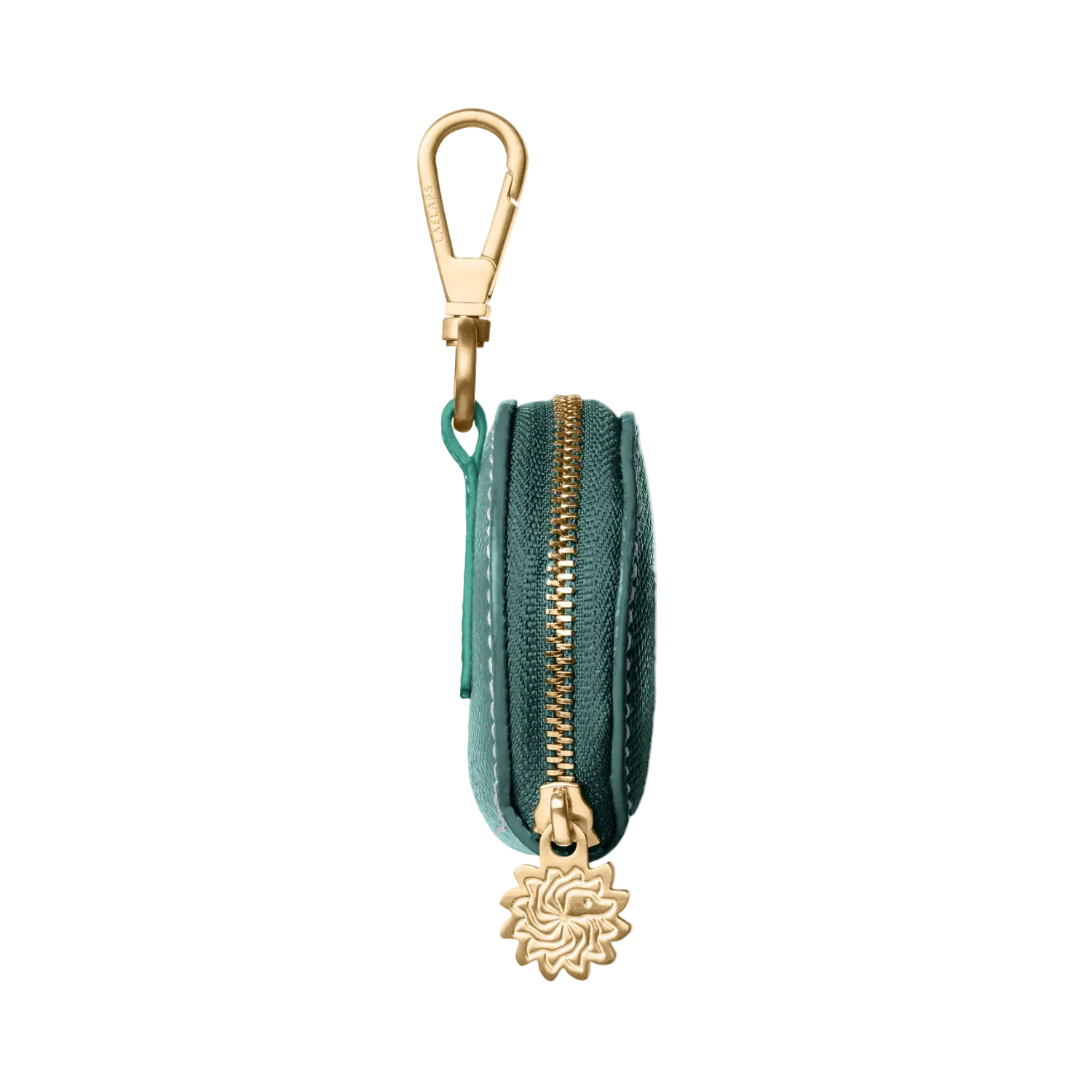 Green treat bag with gold hardware 