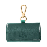 Greenleather dog waste bag holder with gold hardware by Laelaps Paris