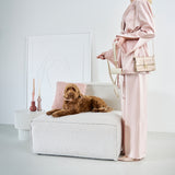 Luxury off white leash with matching waste bag holder by Laelaps Paris. 