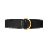Black leather dog collar with gold hardware by Laelaps Paris