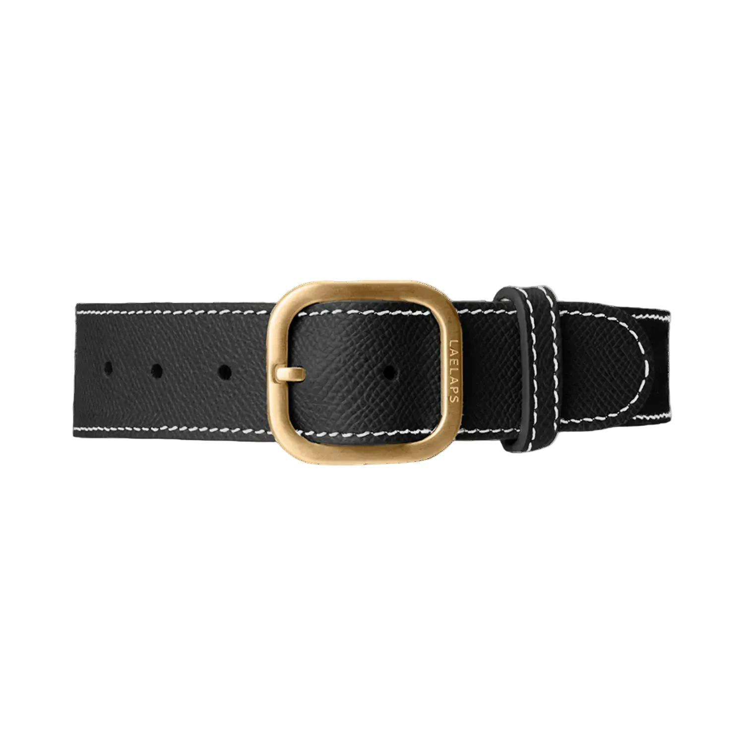 Black leather dog collar with gold hardware by Laelaps Paris
