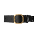 Black leather dog collar with gold hardware by Laelaps Paris