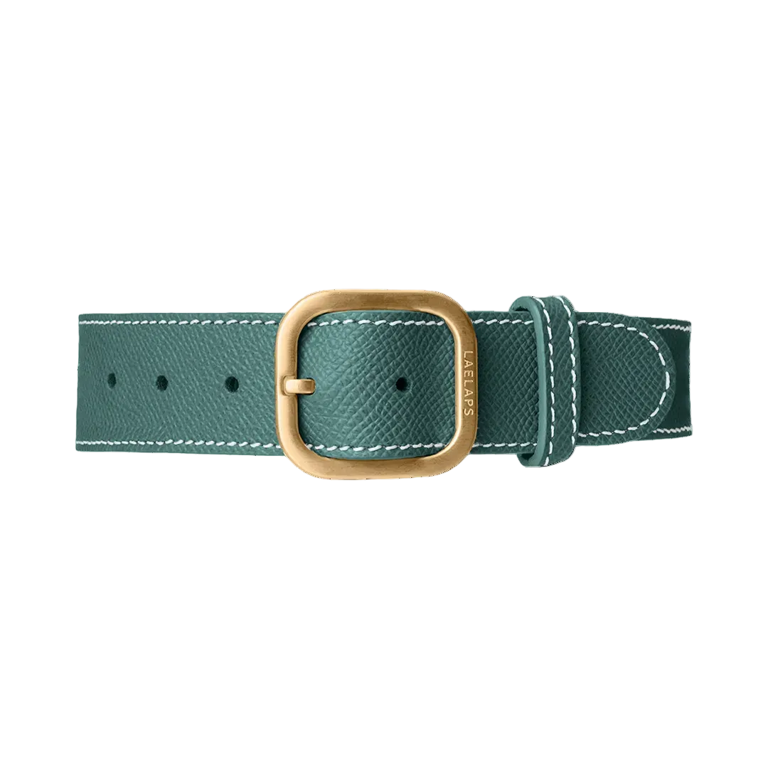 Green leather dog collar with Gold hardware by Laelaps Paris